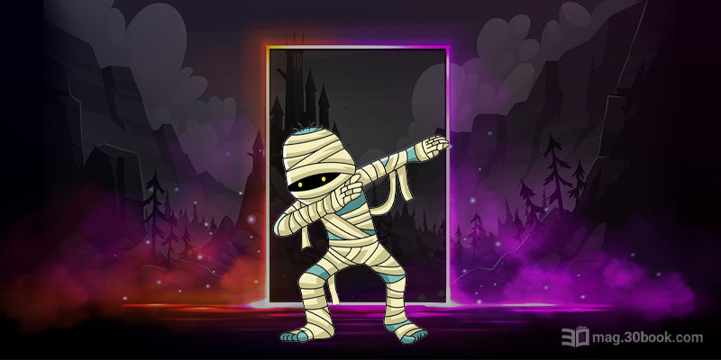 یک مومیایی کارتونی در حال رقص