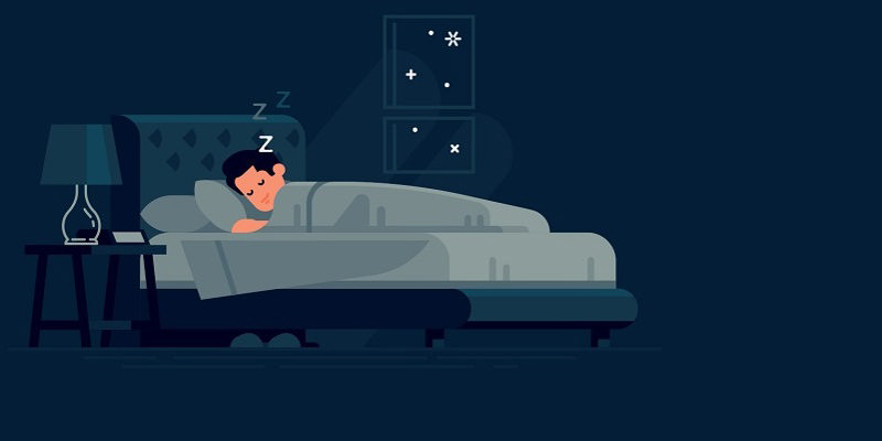 تصویر کارتونی از مردی که به راحتی به خواب رفته است