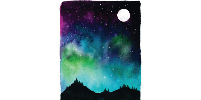 نقاشی شفق قطبی از کتاب گربه‌ای که ذن یاد می‌داد