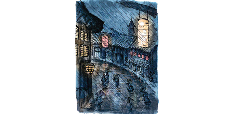 تصویر شهر از کتاب گربه‌ای که ذن یاد می‌داد 