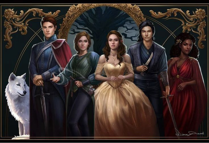 تصویر پینترستی از شخصیت‌های مختلف کتاب تاج دوقلوها